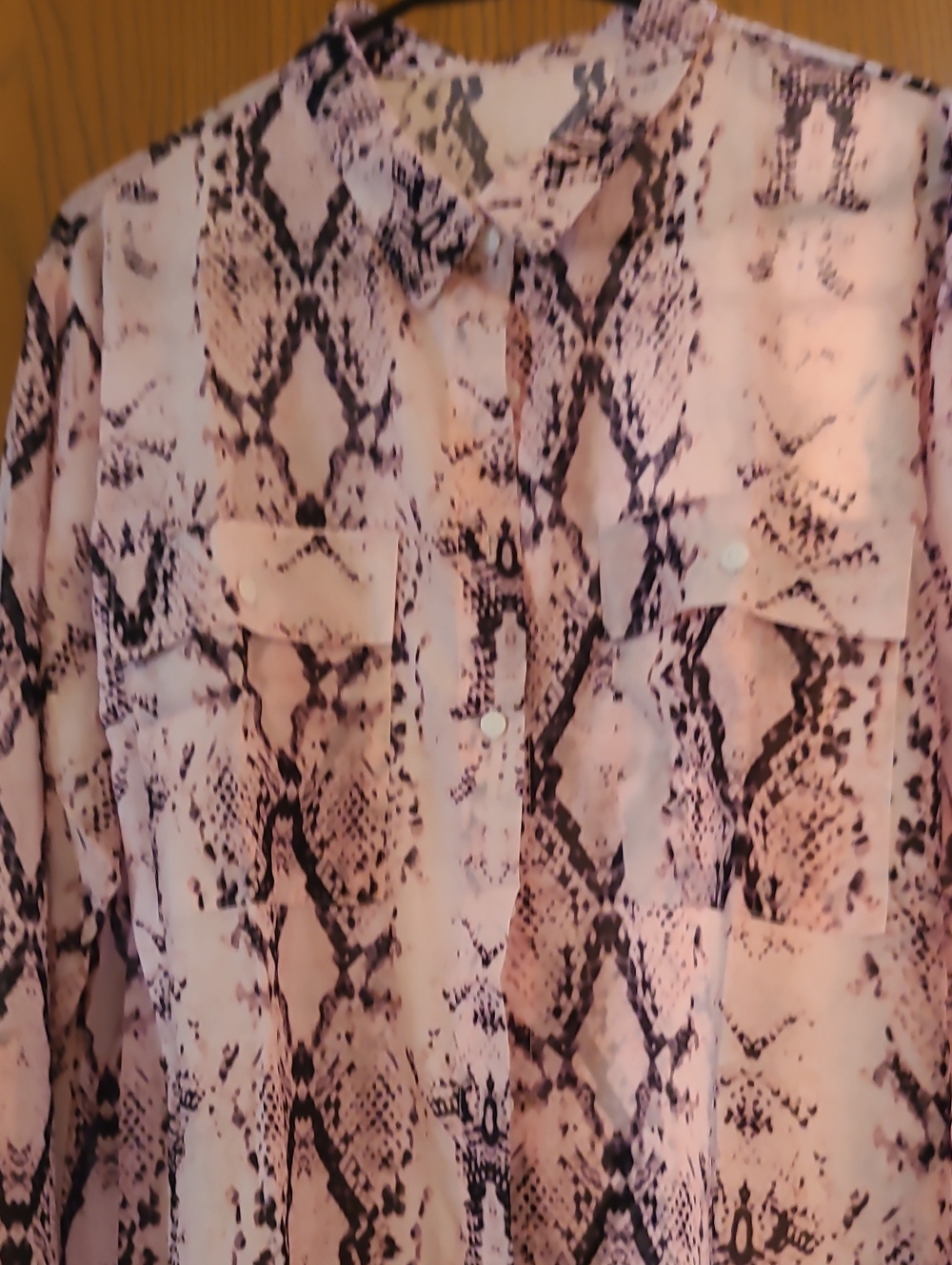 Pink Snake Print Button-Up Shirt
